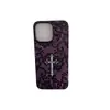 Funda tipo cruz de encaje morado-negro adecuada para Apple 17PROMAX, funda protectora para iPhone18 de estilo fresco y oscuro