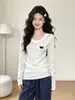 Novo Cardigã de Primavera e Outono Feminino Emagrecedor Gola V Manga Longa Camiseta Camada Base Roupa Externa Quente Estilo Sexy