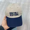 Gorra de Béisbol Retro Americana con Bloques de Color y Bordado de Letras de Ala Ancha y Copa Suave para Mujer, Primavera y Verano, Gorra con Visera para Adelgazar el Rostro para Hombre, Moderna
