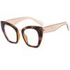 Montura de Gafas Ojo de Gato Europeas y Americanas a la Moda Trendy Asimétricas Elegantes Ins Gafas de Espejo Plano para Mujer Gafas Cruzadas Anti Luz Azul 395