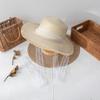 Sombrero de paja para mujer con cinta cruzada, sombrero de paja de ala plana deshilachado, elegante para la calle, para viajar, protección solar, fabricante de sombrero para el sol