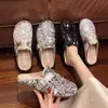Mules Planos de Lentejuelas de Moda para Mujer, Nuevo Estilo Verano 2026, Punta Redonda, sin Cierre, Suela Suave, Sandalias de Exterior