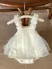 Vestido de Tul para Niña Dulce con Flores Tridimensionales Estilo Verano 2026 Vestido de Playa para Bebé Vestido de Princesa para Bebé Vestido Abullonado