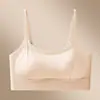 Roupa íntima sem costura para mulheres com seios pequenos, sutiã push-up respirável de seda gelada com bojo fixo, camisola fina de verão com design de costas cruzadas