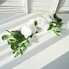 Guirlanda de Flores de Rosa Branca Flor para Encosto de Cadeira de Casamento Flor para Mesa Faixa de Flores Decoração de Porta Flor de Boas-Vindas de Casamento Festa em Casa
