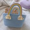 Bolsa de Algodão Tecida Grande Capacidade Bolsa de Ombro Litoral Vazada Bolsa de Mão Bolsa Feminina Transversal Tote Bag Corda de Algodão Palha Tecida