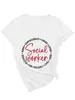 Camiseta de Manga Corta Extra Grande para Mujer Talla Plus 100 kg con Estampado de Letras, Cuello en V Estilo Coreano, Top de Moda y Versátil para Verano