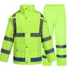 Traje de Lluvia Reflectante para Duty de Tráfico Pantalón de Lluvia Traje de Lluvia Impermeable para Tráfico Traje Dividido para Montar Traje de Patrulla Verde Fluorescente