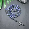 Amazonas Piedra Natural Colgante de Cruz Collar Piedra Ojo de Tigre Cruz Vesícula Biliar de Hierro Rosario para Hombres Collar Venta al por Mayor