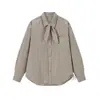 Camisa a Cuadros de Manga Larga Reductora de Edad Moda Coreana N-52Trw para Mujer, Diseño Elegante y Versátil, Top de Algodón Ms47