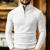 Nuevo Suéter de Punto para Hombre de Otoño e Invierno con Cremallera y Cuello Medio Alto, Capa Base Térmica de Moda Casual Sencillo Liso
