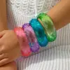 Pulsera Transparente de Resina Redonda Geométrica Colorida Transfronteriza Europea y Americana, Pulsera de Cristal Facetado de Moda de Color Degradado Personalizado