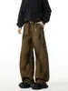 Calça Jeans Masculina Tie-Dye Lavada Desgastada Primavera e Outono High-End Vintage Retro Solta Wide-Leg Comprimento Total