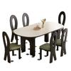 Mesa de Comedor de Placa de Roca Vintage Mesa de Comedor y Silla Avanzada Antigua Departamento Pequeño Madera Maciza Cera Blanca Hogar Mesa de Comedor Ovalada Francesa