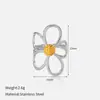 Joyería de Acero de Titanio Chenhe para Mujer Diseño de Nicho de Gama Alta Moda Joyería de Mano Acero Inoxidable Flor Anillo Abierto que No se Desvanece