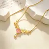 Collar de Cobre Chapado en Oro con Circonita, Cadena de Clavícula Femenina de Doble Anillo Incrustada con Diamantes, Diseño de Nicho, Joyería de Plata de Estilo Minimalista