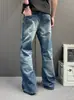 Jeans masculinos estilo coreano azul claro masculinos lavados degradê perna reta calças soltas modeladoras ins casuais calças compridas