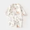 Macacão de Gaze para Bebê, Macacão de Verão para Bebê, Macacão de Fibra de Bambu de Manga Longa, Roupa de Verão com Ar Condicionado para Crianças, Bebê Recém-Nascido