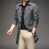 Casaco Trench Coat Masculino Outono/Inverno Plus Size M-8XL Transfronteiriço, Comprimento Médio, Gola de Terno, Estilo Britânico, Acolchoado e Espessado