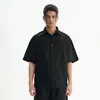 Ropa para Hombre Etai Camisa Jacquard Repujado de Tencel Moderna de Manga Corta Holgada para Hombre con Solapa Delgada Top