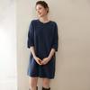 Vestido de Tricô Feminino Gola Redonda 100% Caxemira Pura Outono e Inverno Comprimento Médio Estilo Japonês Suéter de Tricô Acima do Joelho Tamanho Único
