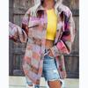 25 Años de Tendencia de Exportación Europea y Americana Otoño e Invierno Lana Estampada Casual Moda Solapa Manga Larga Chaqueta 22258