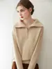 Suéter pullover para mujer de 100% cachemira, con cuello, engrosado, de media cremallera, cómodo, suave, cálido, de manga larga, capa base de punto