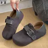 Sapatos Birkenstock-Style de Couro Genuíno com Solado Macio e Cobertura Total com Aumento de Altura Oculto, Confortáveis para Mulheres, Loafers de Calçar, Sapatos Baixos de Uso Duplo