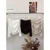 Ruoxin 26 Otoño Temprano Nueva Llegada Blusa Top de Un Hombro con Cuello de Solapa y Lazo Acabado de Alta Gama