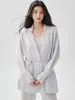 Cashmere 100% puro, novo cardigã de manga comprida outono/inverno, macio e confortável, conjunto de tricô feminino casual, modelador e elegante de três peças