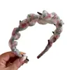 Diadema de Malla Floral con Tela de Burbujas Plisada, Diadema Antideslizante Dentada para Lavarse la Cara, Diadema de Corona Alta, Pinza para el Cabello de Mujer, Diadema, Accesorio para el Cabello