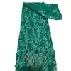Vestido de Noche Francés con Adornos de Perlas, Bordado de Apliques, Encaje de Malla y Tejido de Encaje Tridimensional Encaje Nupcial