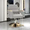 Silla giratoria con reposabrazos elevable de acero inoxidable para barbería, silla reclinable para estilismo y corte de cabello para salón de peluquería