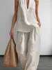 Roupas Femininas Transfronteiriças Gola Halter Decote V Sem Mangas Conjunto Casual Regata Roupas Femininas de Verão Comércio Exterior Site Independente Amazon