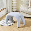 Banquinho de sofá em formato de gato, banquinho de madeira para casa, banco para sapatos na porta, banquinho de entrada, banquinho fofo de lã de cordeiro para maquiagem