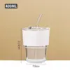 Taza de Café Creativa de Aspecto Elevado, Taza de Leche, Taza con Popote de Bambú Espeso, Vaso de Vidrio Marrón de Gran Capacidad, Vaso de Agua de Vidrio