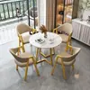 Mesa e Cadeiras para Recepção de Negócios, Reunião e Negociação em Pedra Sinterizada de Luxo Nórdico, Mesa de Jantar Simples para Loja de Chá com Leite Casual
