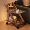 Mesita de noche plegable, estante de almacenamiento, mesa de centro multicapa, sofá, estantería, suelo, dormitorio, mesa con carrito para refrigerios