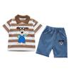 Traje de verano para bebé, novedad de 2024, para niño, bonito traje de dos piezas de manga corta con dibujos animados de estilo occidental.