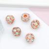 Acessórios de Joias DIY Bola de Flor de Strass 8/10/12mm Contas Espaçadoras de Strass Furo Grande Incrustadas com Diamantes Anel Soldado com Broca Bola de Diamante