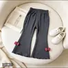 Nueva colección de primavera y otoño: elegante y dulce diseño de corbata de moño, pantalones anchos de moda estilo coreano para niñas