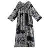 Foto Real de 25 Nuevos Estilos de Otoño Cuello Redondo Plisado Normcore Raglán Manga Larga Vestido Largo Estilo Vacacional para Mujer Falda Larga Holgada