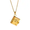 Collar de Acero de Titanio con Caja para Foto Grabada para Hija, Collar con Colgante de Carta de Amor que se Puede Abrir y No se Desvanece, Cadena de Hueso Sellada con Letra de Libro