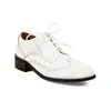 Zapatos de Mujer Estilo Británico Zapatos de Cuero Negro Zapatos de Primavera y Otoño de una Sola Capa Tacón Grueso Tacón Bajo Retro Zapatos Brogue con Cordones Zapatos de Mujer con Flores