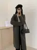 Cardigan Longo de Tricô Espesso com Zíper Estilo Coreano Preguiçoso Acima do Joelho para Mulheres Outono e Inverno Novo Casaco de Tricô de Alta Qualidade