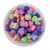 Cuentas de arcilla blanda, rodajas de arcilla blanda de dibujos animados, abalorios de letras, animales, frutas y caras sonrientes para pulseras de cuentas, rodajas de arcilla coloridas