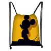 Mochila Nueva de Dibujo con Cordón Estampado Colorido de Mickey Poliéster Gran Capacidad Moderna con Cordón para Niños Venta al por Mayor Caliente