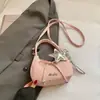 Bolso de Alto Valor Estético Color Macarrón con Decoración de Lazo y Pedrería, Bolso Pequeño Cruzado de Hombro Elegante y Dulce para Mujer