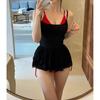 Traje de baño bikini sexy de alta gama con tela ondulada, retro, simple, con tirantes de tres puntos, sexy, bikini, traje de baño para mujer