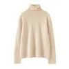Nova camisa básica de gola alta para outono e inverno, suéter 100% cashmere puro para mulheres, suéter de tricô quente de cor sólida com mangas compridas